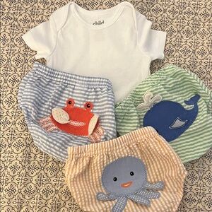 Carter's White Bodysuit with Striped Diaper Covers